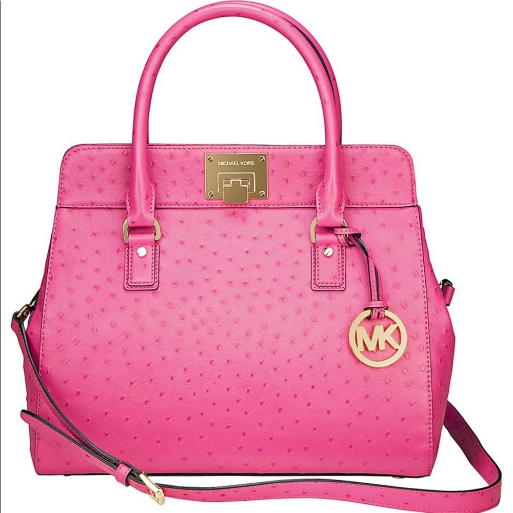 Michael Kors Astrid Pink Ostrich Satchel